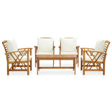 NNEVL 5 Piece Garden Lounge Set with Cushions Solid Acacia Wood