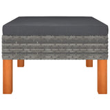 NNEVL Footstool Poly Rattan and Solid Eucalyptus Wood