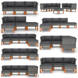 NNEVL Garden Sofa Poly Rattan and Solid Eucalyptus Wood