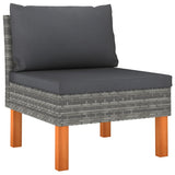 NNEVL Middle Sofas 3 pcs Poly Rattan and Solid Eucalyptus Wood