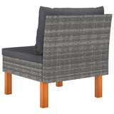 NNEVL Middle Sofas 3 pcs Poly Rattan and Solid Eucalyptus Wood