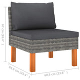 NNEVL Middle Sofas 3 pcs Poly Rattan and Solid Eucalyptus Wood