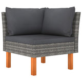 NNEVL 3 Piece Garden Lounge Set Poly Rattan and Solid Eucalyptus Wood