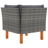 NNEVL 3 Piece Garden Lounge Set Poly Rattan and Solid Eucalyptus Wood