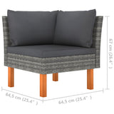 NNEVL 3 Piece Garden Lounge Set Poly Rattan and Solid Eucalyptus Wood