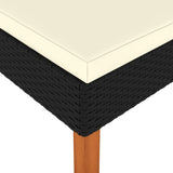 NNEVL Footstool Poly Rattan and Solid Eucalyptus Wood