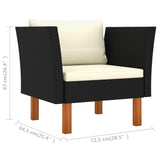 NNEVL Garden Sofa Poly Rattan and Solid Eucalyptus Wood