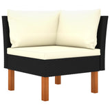 NNEVL Corner Sofas 2 pcs Poly Rattan and Solid Eucalyptus Wood