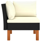 NNEVL Corner Sofas 2 pcs Poly Rattan and Solid Eucalyptus Wood