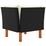 NNEVL Corner Sofas 2 pcs Poly Rattan and Solid Eucalyptus Wood