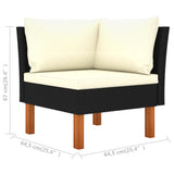 NNEVL Corner Sofas 2 pcs Poly Rattan and Solid Eucalyptus Wood