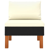 NNEVL Middle Sofas 3 pcs Poly Rattan and Solid Eucalyptus Wood