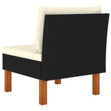 NNEVL Middle Sofas 3 pcs Poly Rattan and Solid Eucalyptus Wood