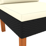 NNEVL Middle Sofas 3 pcs Poly Rattan and Solid Eucalyptus Wood
