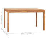 NNEVL Garden Dining Table 140x80x77 cm Solid Teak Wood