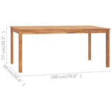 NNEVL Garden Dining Table 180x90x77 cm Solid Teak Wood