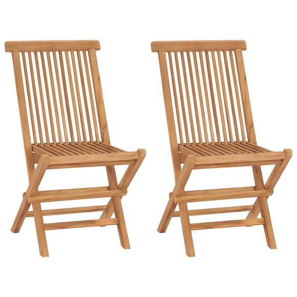 NNEVL Folding Garden Chairs 2 pcs Solid Wood Teak