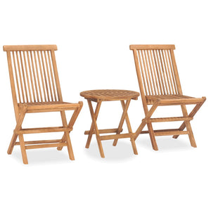 NNEVL 3 Piece Folding Outdoor Dining Set Solid Wood Teak