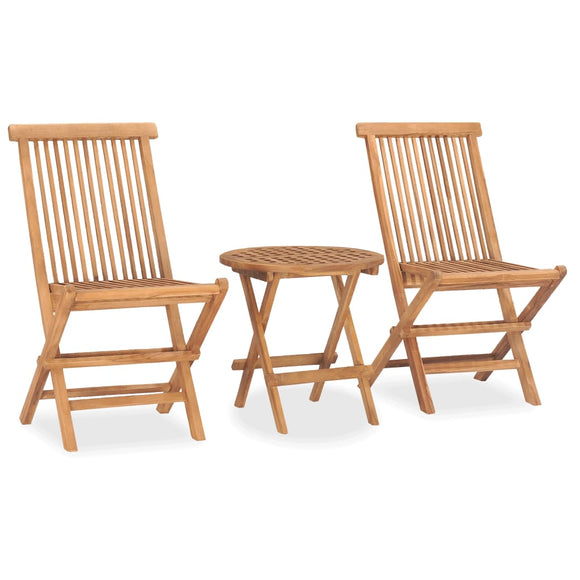 NNEVL 3 Piece Folding Outdoor Dining Set Solid Wood Teak