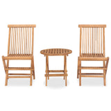 NNEVL 3 Piece Folding Outdoor Dining Set Solid Wood Teak