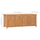 NNEVL Garden Storage Box 150x50x58 cm Solid Teak Wood