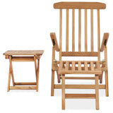 NNEVL Garden Deck Chair with Footrest and Table Solid Teak Wood