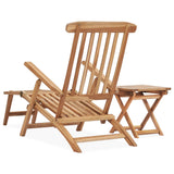 NNEVL Garden Deck Chair with Footrest and Table Solid Teak Wood