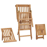 NNEVL Garden Deck Chair with Footrest and Table Solid Teak Wood
