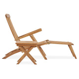 NNEVL Garden Deck Chair with Footrest and Table Solid Teak Wood