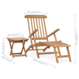 NNEVL Garden Deck Chair with Footrest and Table Solid Teak Wood