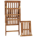NNEVL Deck Chair with Cushion Cream White Solid Teak Wood