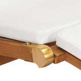 NNEVL Deck Chair with Cushion Cream White Solid Teak Wood