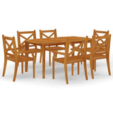 NNEVL 7 Piece Garden Dining Set Solid Wood Acacia