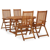 NNEVL 5 Piece Garden Dining Set Solid Acacia Wood