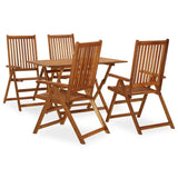 NNEVL 5 Piece Garden Dining Set Solid Acacia Wood