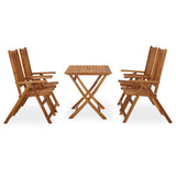 NNEVL 5 Piece Garden Dining Set Solid Acacia Wood