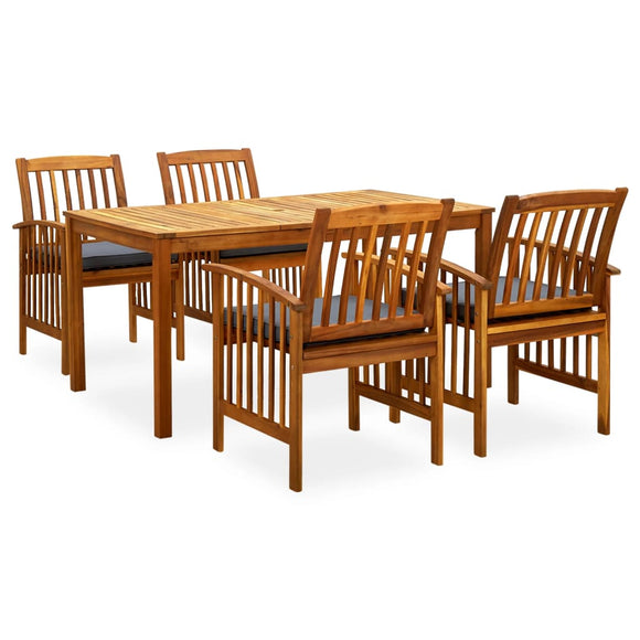 NNEVL 5 Piece Garden Dining Set with Cushions Solid Acacia Wood