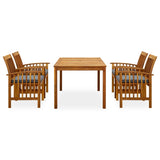 NNEVL 5 Piece Garden Dining Set with Cushions Solid Acacia Wood