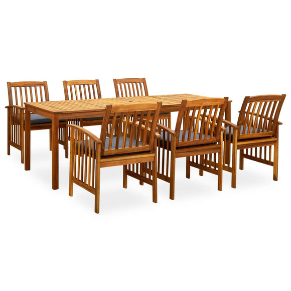 NNEVL 7 Piece Garden Dining Set with Cushions Solid Acacia Wood