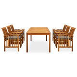 NNEVL 7 Piece Garden Dining Set with Cushions Solid Acacia Wood