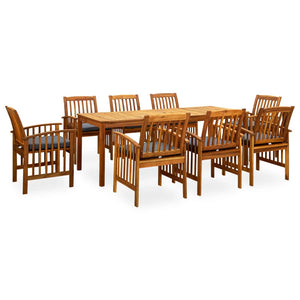 NNEVL 9 Piece Garden Dining Set with Cushions Solid Acacia Wood
