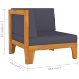 NNEVL 2-Seater Sofa with Dark Grey Cushions Solid Acacia Wood