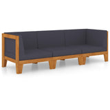 NNEVL 3 Piece Garden Lounge Set with Cushions Solid Acacia Wood