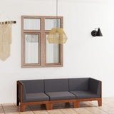 NNEVL 3 Piece Garden Lounge Set with Cushions Solid Acacia Wood