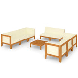 NNEVL 9 Piece Garden Lounge Set with Cushions Solid Acacia Wood