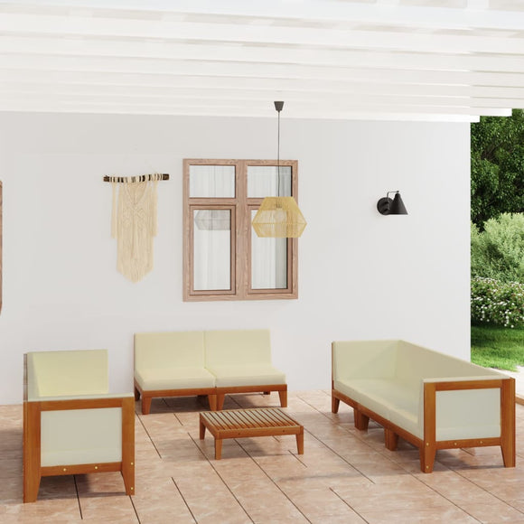 NNEVL 9 Piece Garden Lounge Set with Cushions Solid Acacia Wood