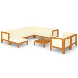 NNEVL 10 Piece Garden Lounge Set with Cushions Solid Acacia Wood