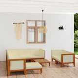 NNEVL 10 Piece Garden Lounge Set with Cushions Solid Acacia Wood