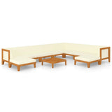 NNEVL 11 Piece Garden Lounge Set with Cushions Solid Acacia Wood