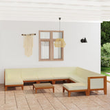 NNEVL 11 Piece Garden Lounge Set with Cushions Solid Acacia Wood